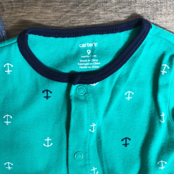 3 Carter’s button up shorts onesies, 6-9 months. - Picture 4 of 4